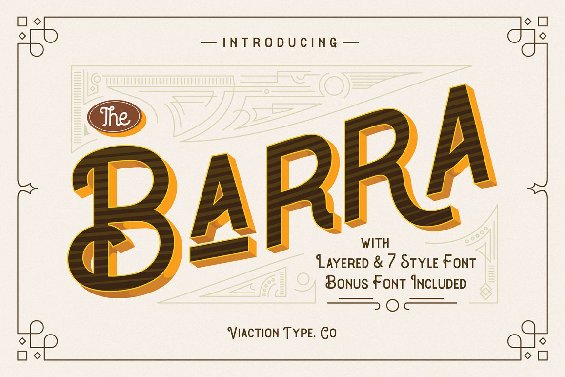 The Barra |7 Font Family + Bonus example image 1