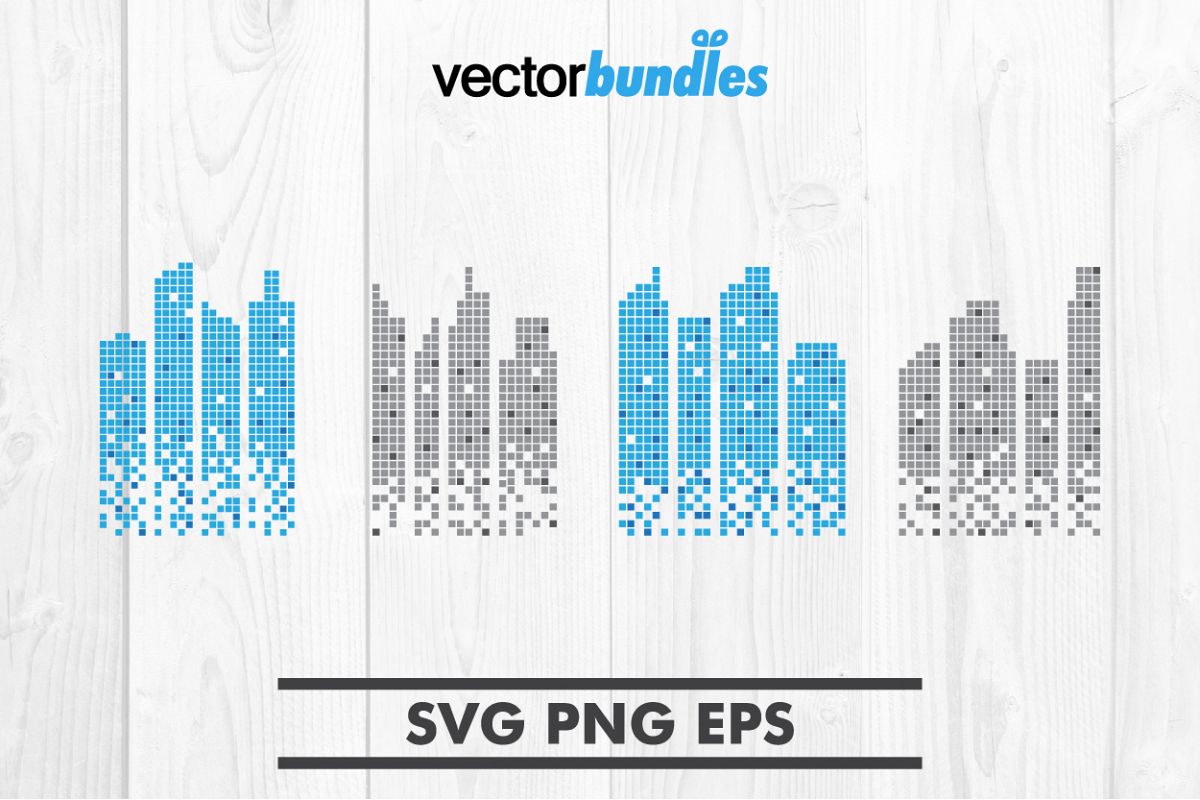 Pixel skyscraper building clip art svg example image 1