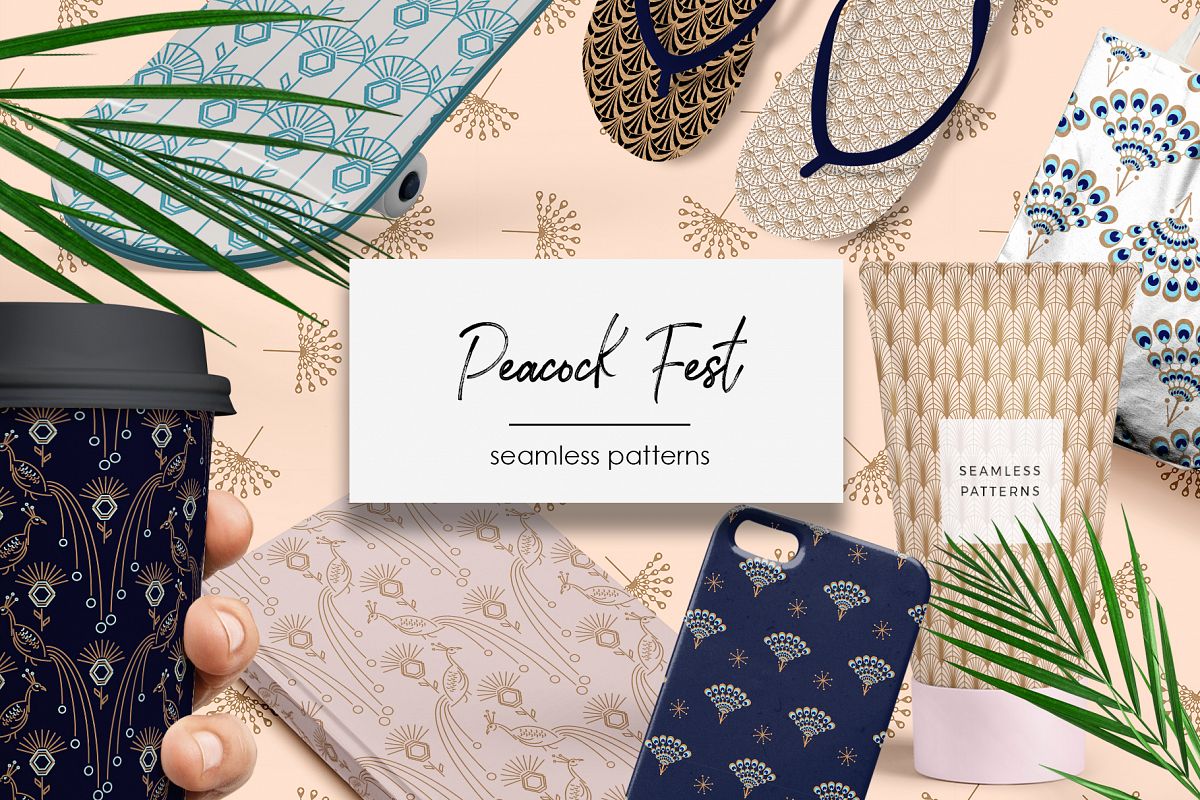Peacock Fest - Seamless Patterns example image 1
