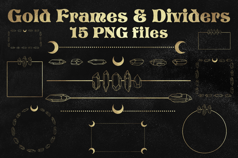 Gold Bohemian Frames and Dividers - Crystal Moon Graphics example image 1