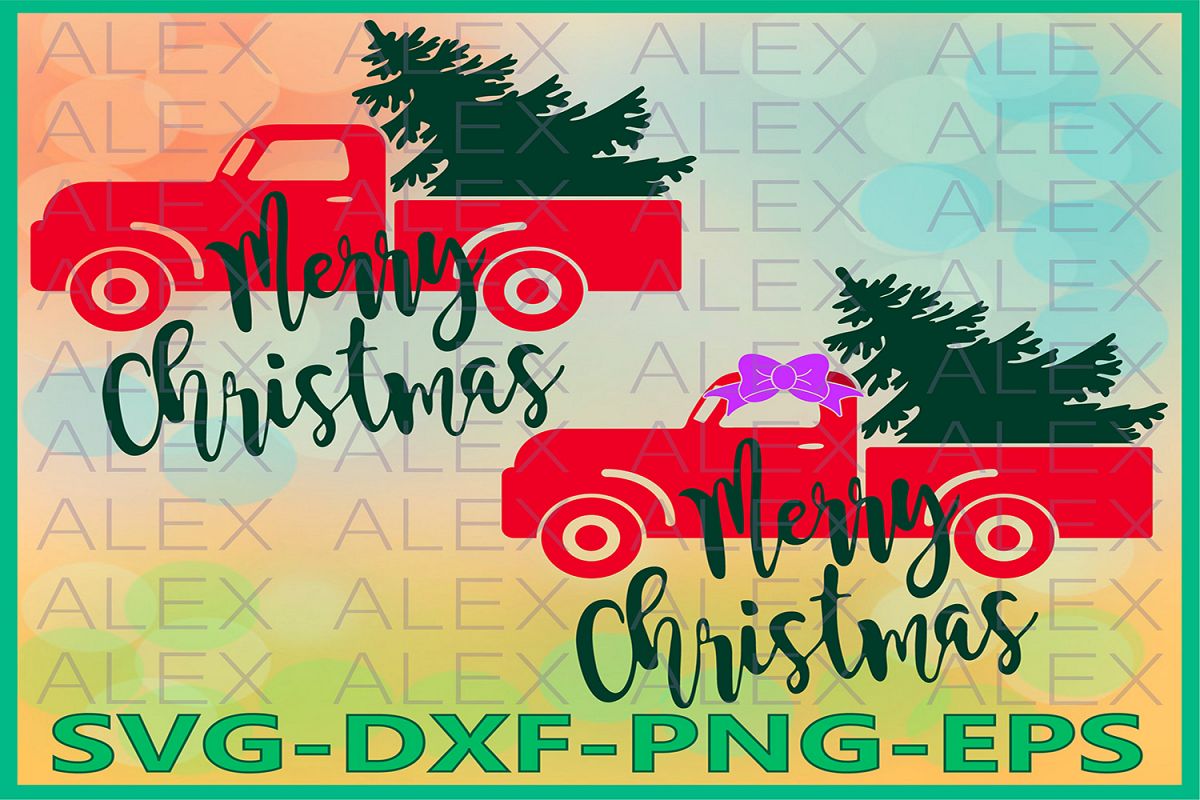 Christmas Tree Truck svg, Merry Christmas SVG example image 1