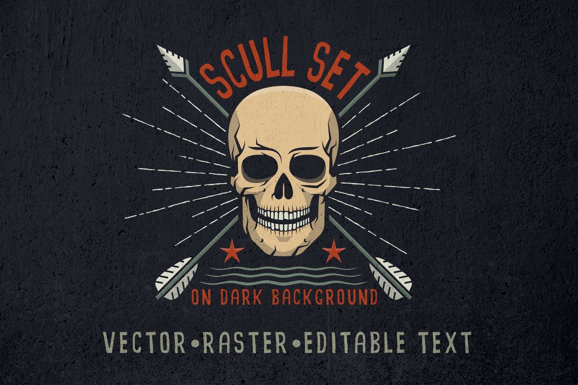 Skull logo set on dark example image 1
