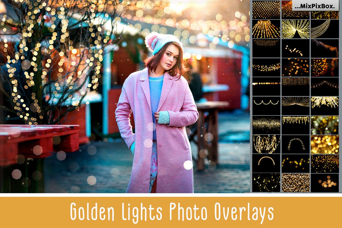 100 Golden Lights Photo Overlays example image 1