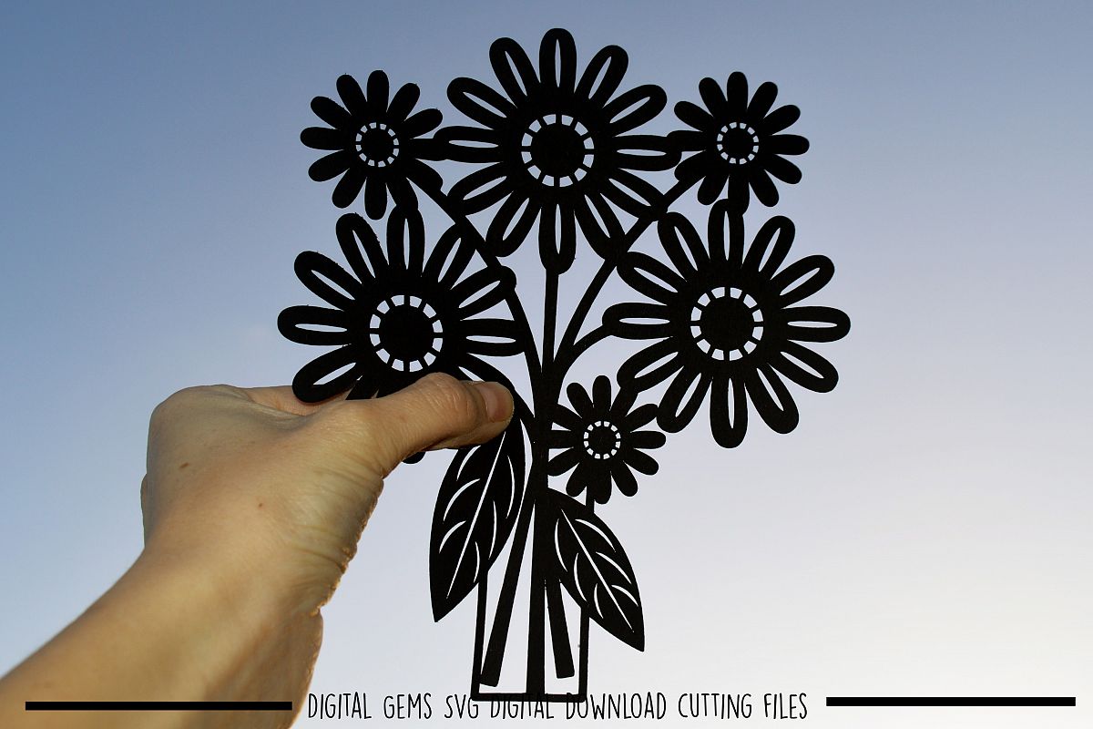 Flower paper cut SVG DXF EPS files example image 1