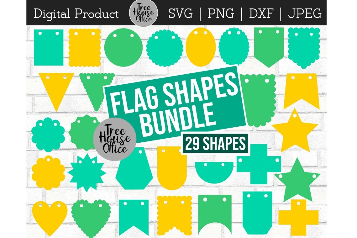 Bunting Flag Shapes Garland Banner Template Svg Dxf Png Jpeg