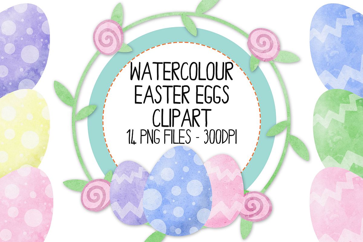 Watercolor Easter Clip Art Set example image 1