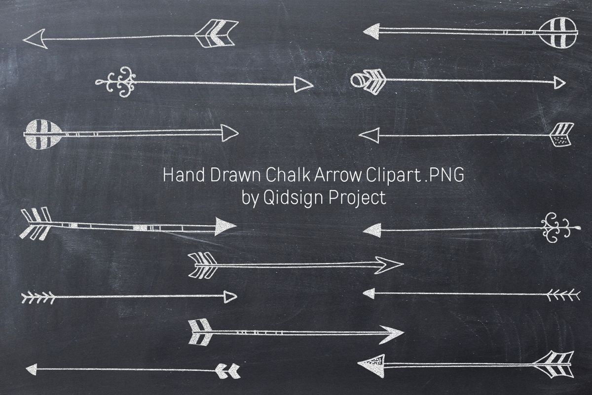Hand Drawn Chalk Arrow Clipart .PNG example image 1