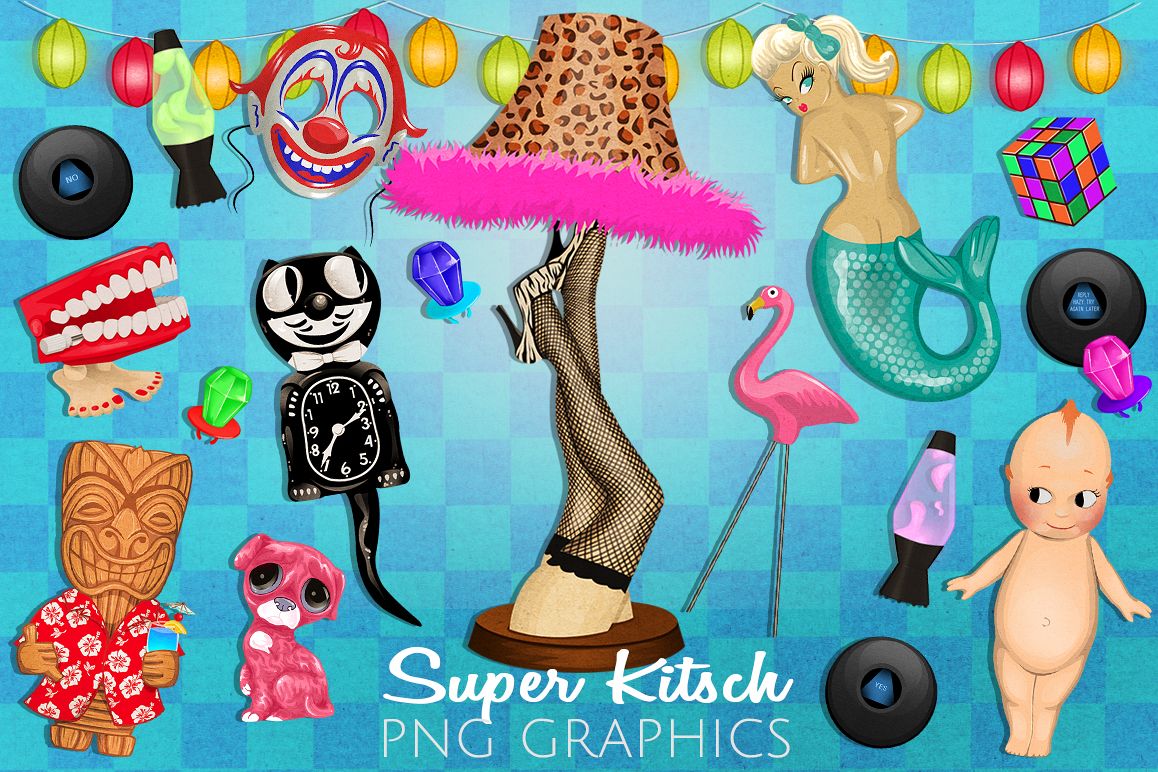 Super Kitsch Retro Graphics Set (163548) Illustrations Design Bundles