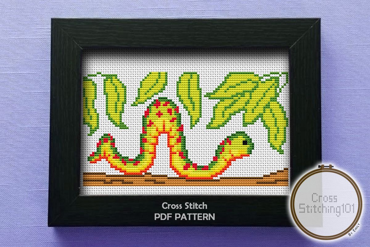 Caterpillar Cross Stitch Pattern - Instant Download PDF example image 1