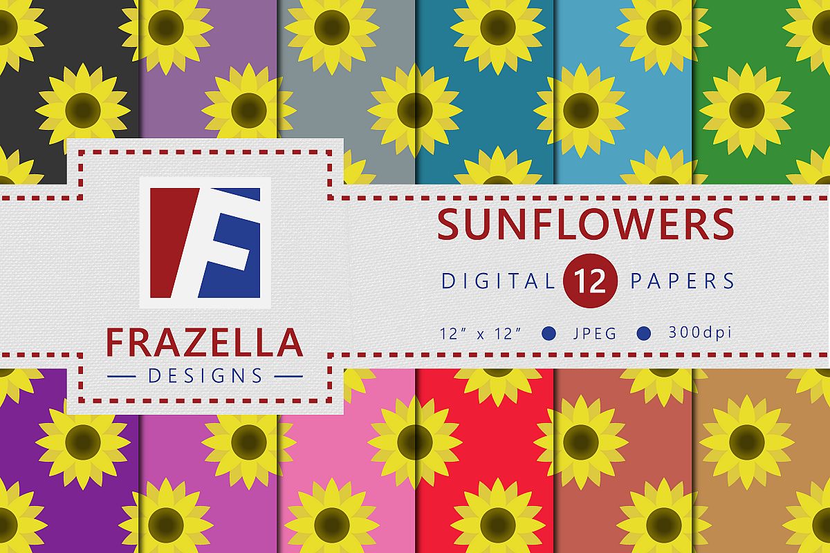 Blooming Sunflowers Digital Paper example image 1
