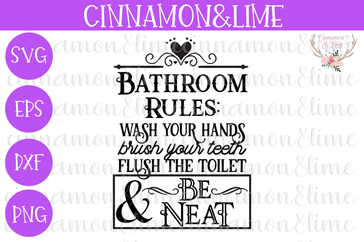Bathroom Rules Sign SVG DXF PNG Cut File example image 1