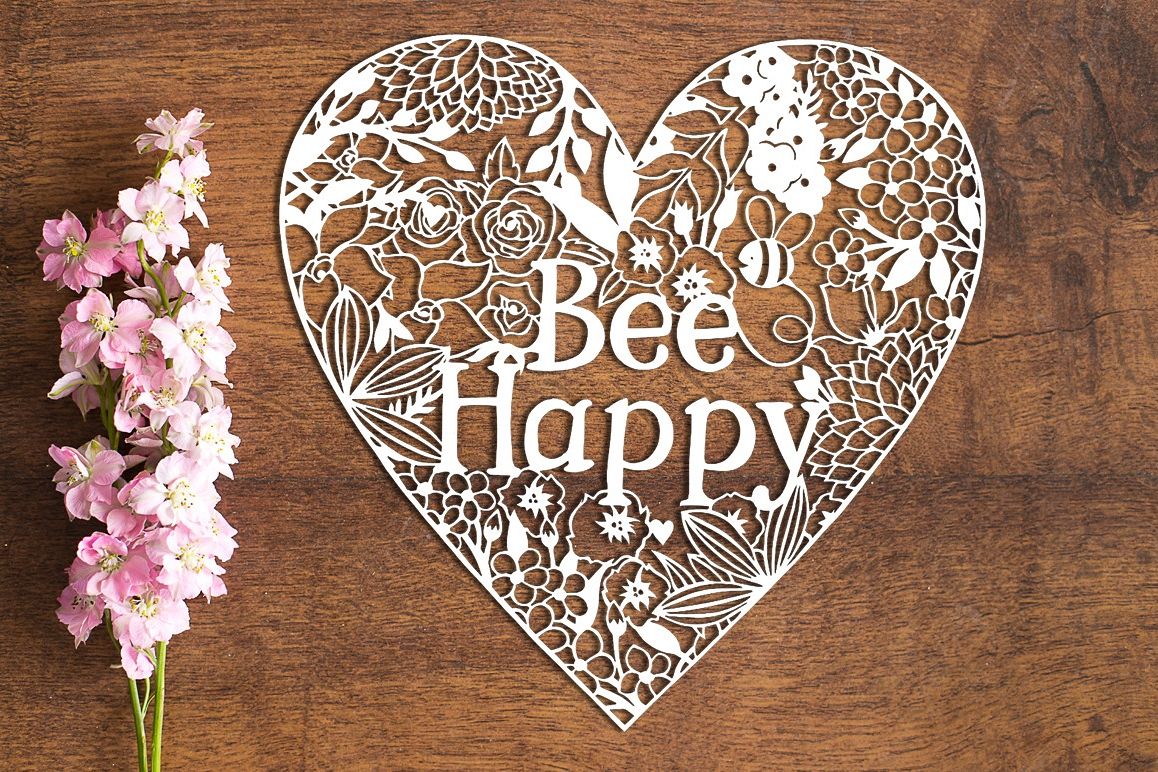 Bee Happy - Paper Cutting Template example image 1