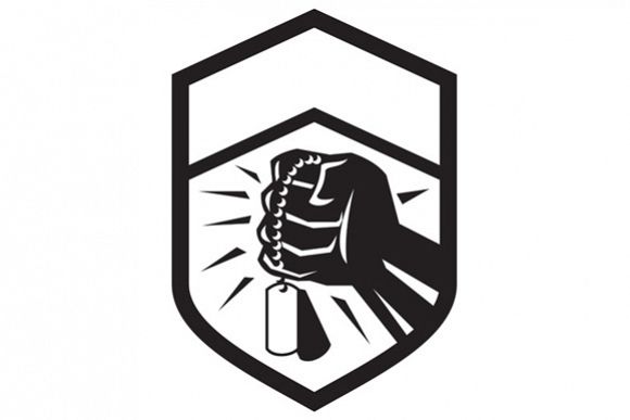 Clenched Fist Holding Dogtag Crest Retro example image 1