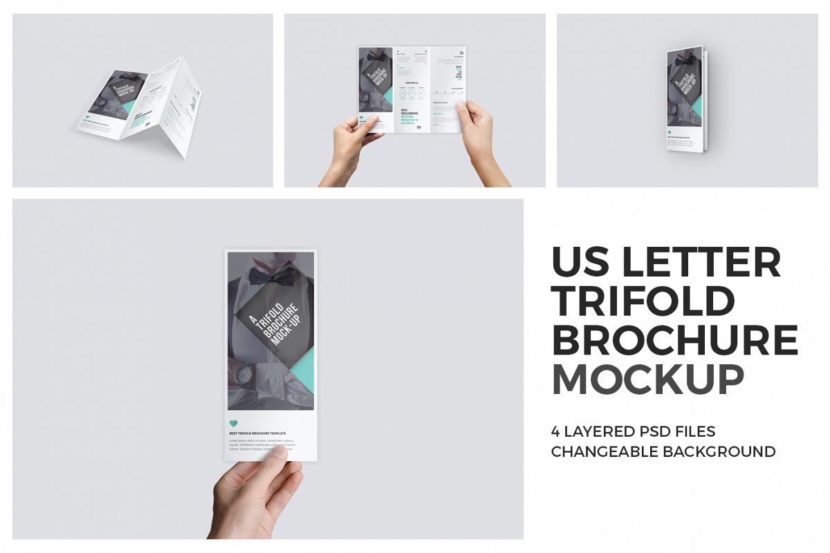U.S. Letter Trifold Brochure Mock-Up in Hand example image 1