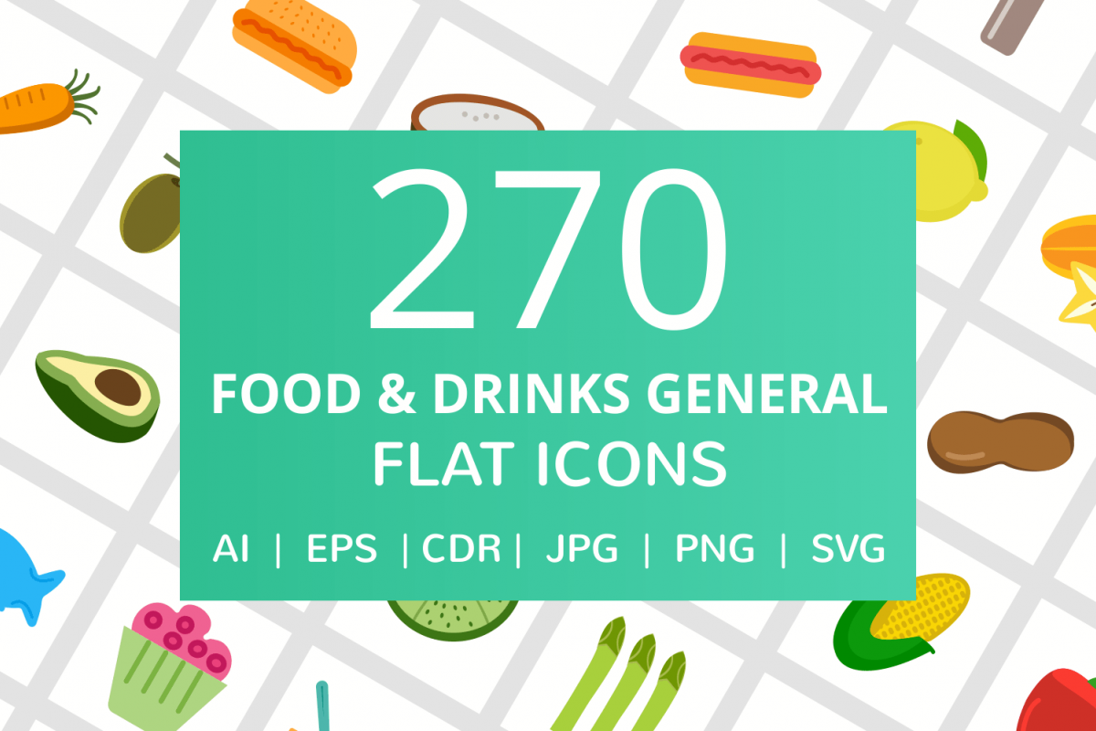 270 Food & Drinks General Flat Icons example image 1