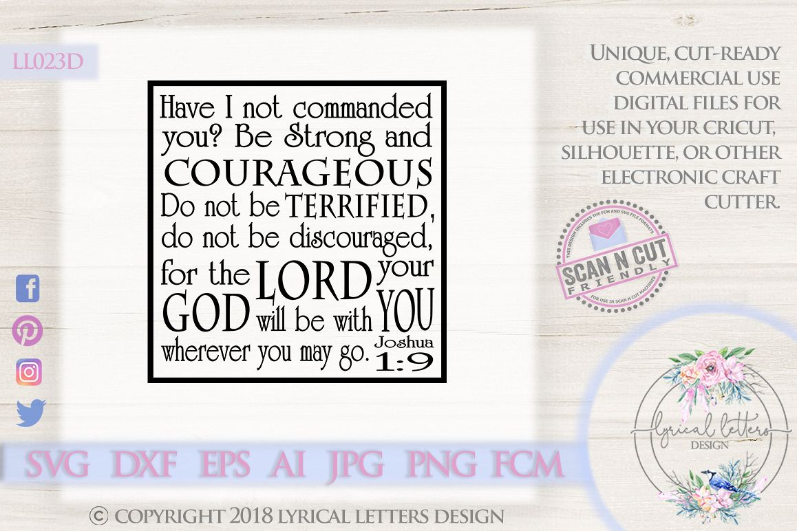 Be Strong and Courageous Joshua 1 SVG DXF LL023D example image 1