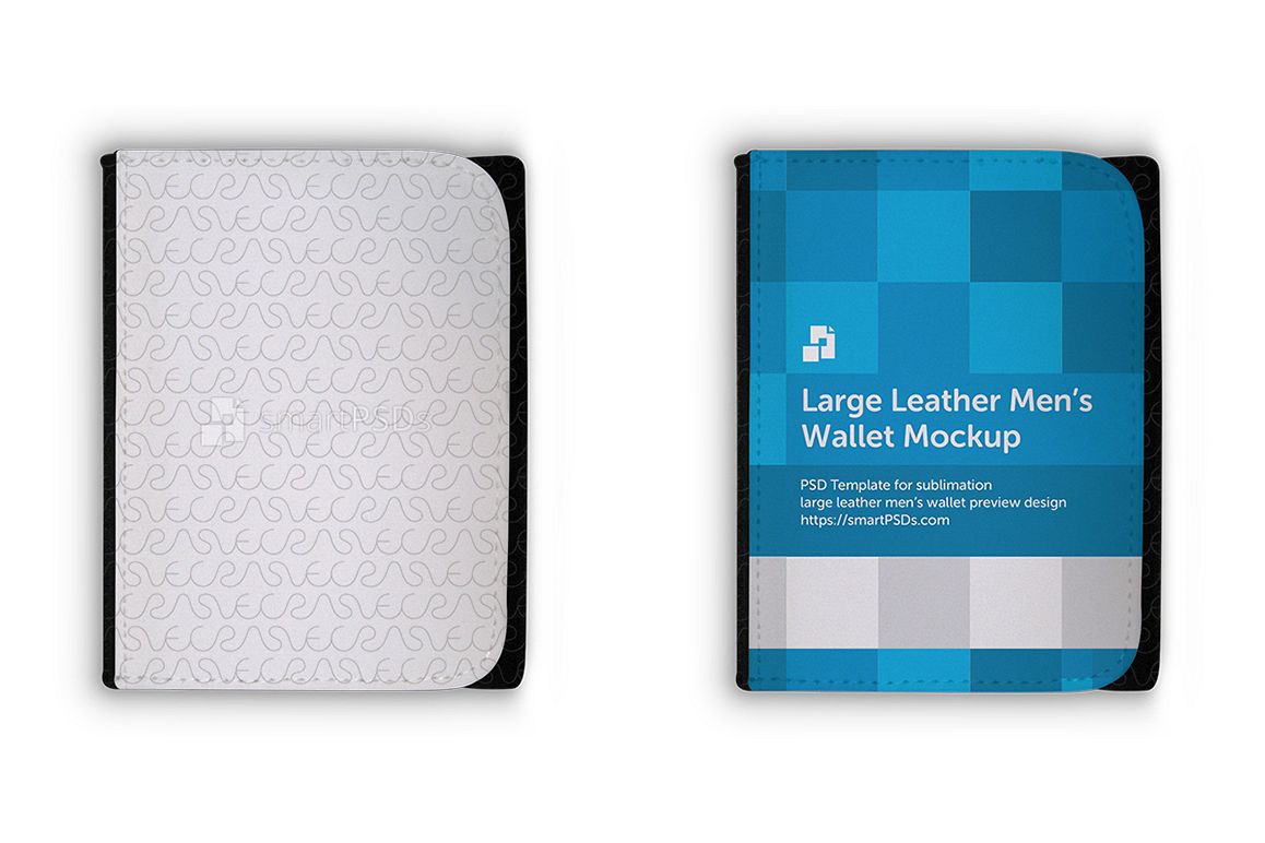 Large Leather Men's Wallet Mockup for Sublimation Preview Design example image 1