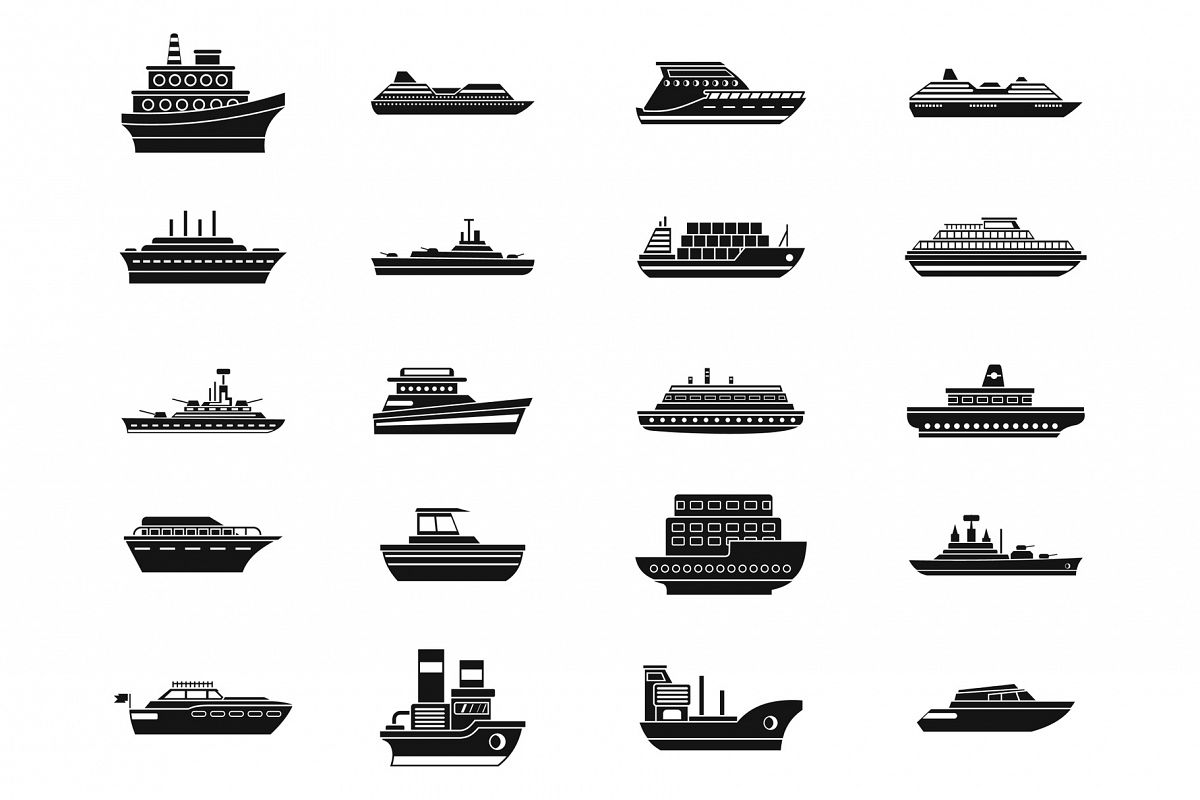 Ship icon set, simple style example image 1