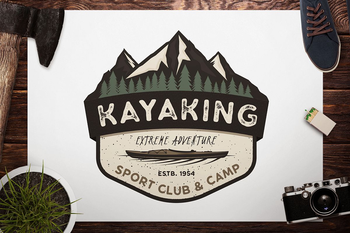 Download Kayak SVG Cut File, Adventure Digital, Mountain Camp Cut ...