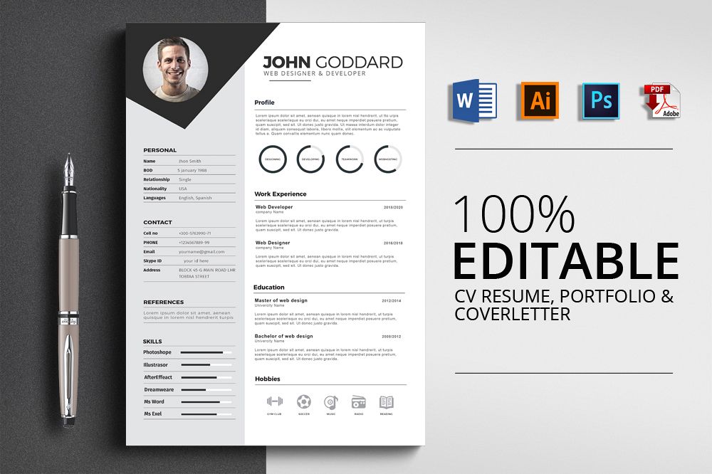 3 Pages Cv Resume Templates example image 1
