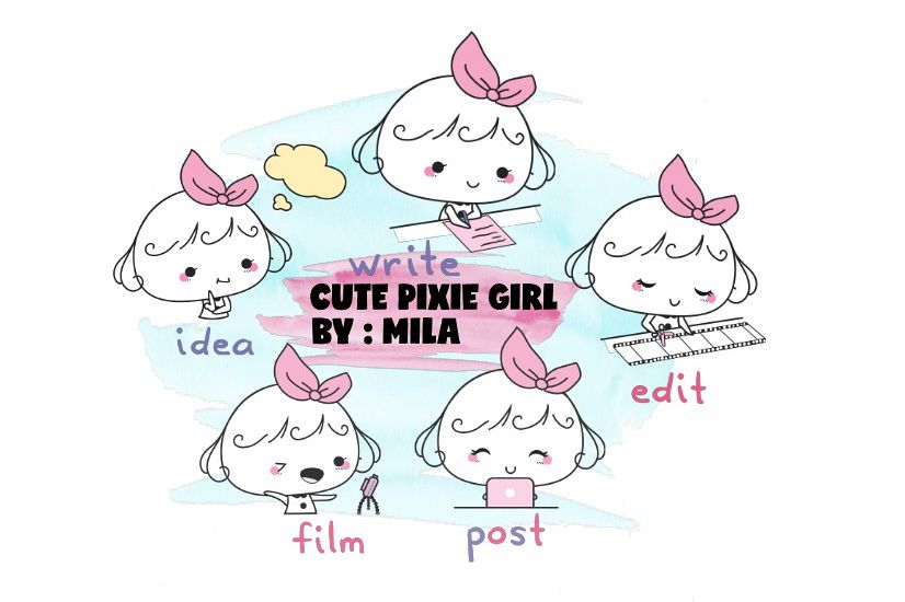 KAWAII GIRL CLIPART BUNDLE PNG example image 1