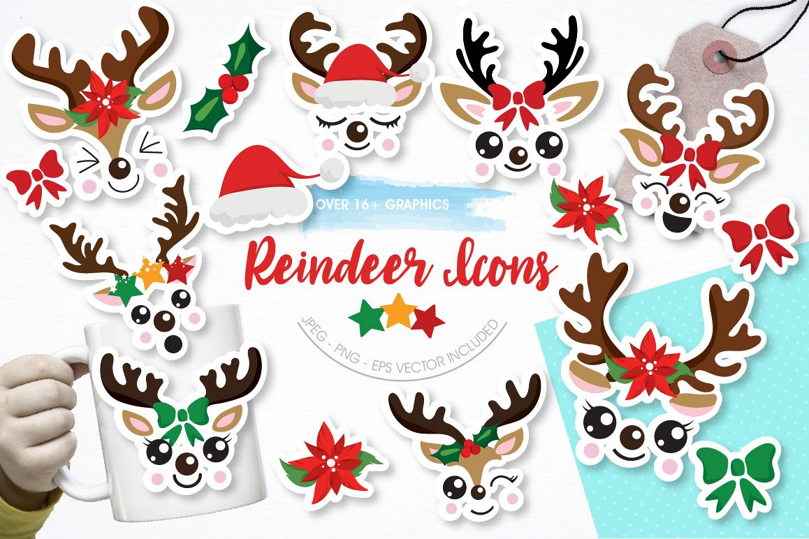 Reindeer icons graphics and illustrations example image 1