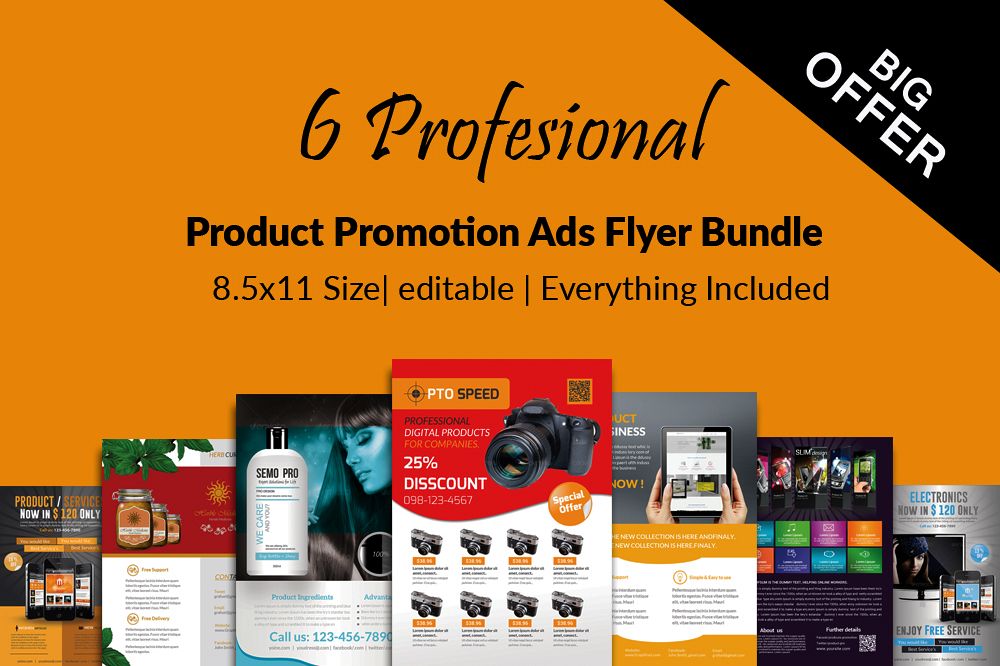 6 Products Promotion Flyers Bundles example image 1