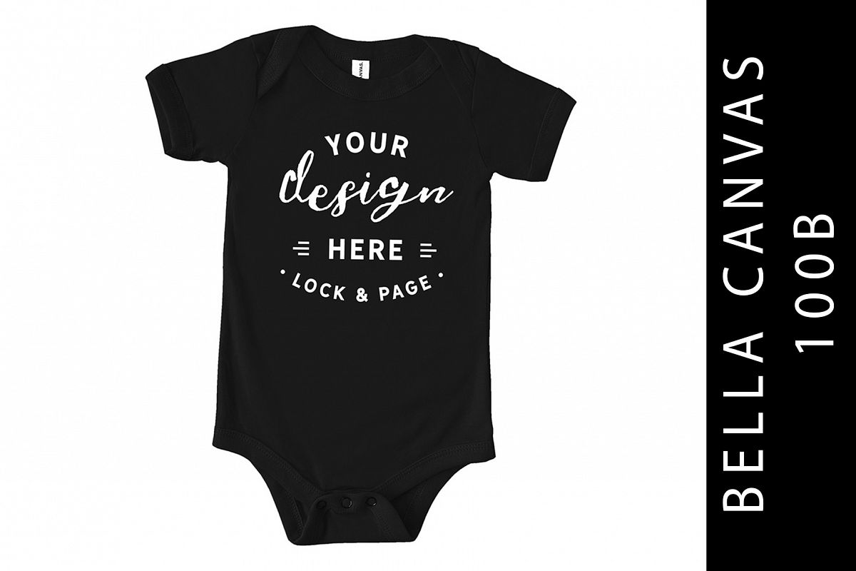 Baby Bella Canvas 100B Romper Mockup Suit Black example image 1