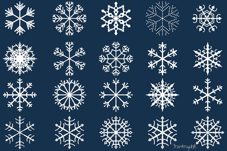 Winter snowflakes clipart set - black and white colors example image 1