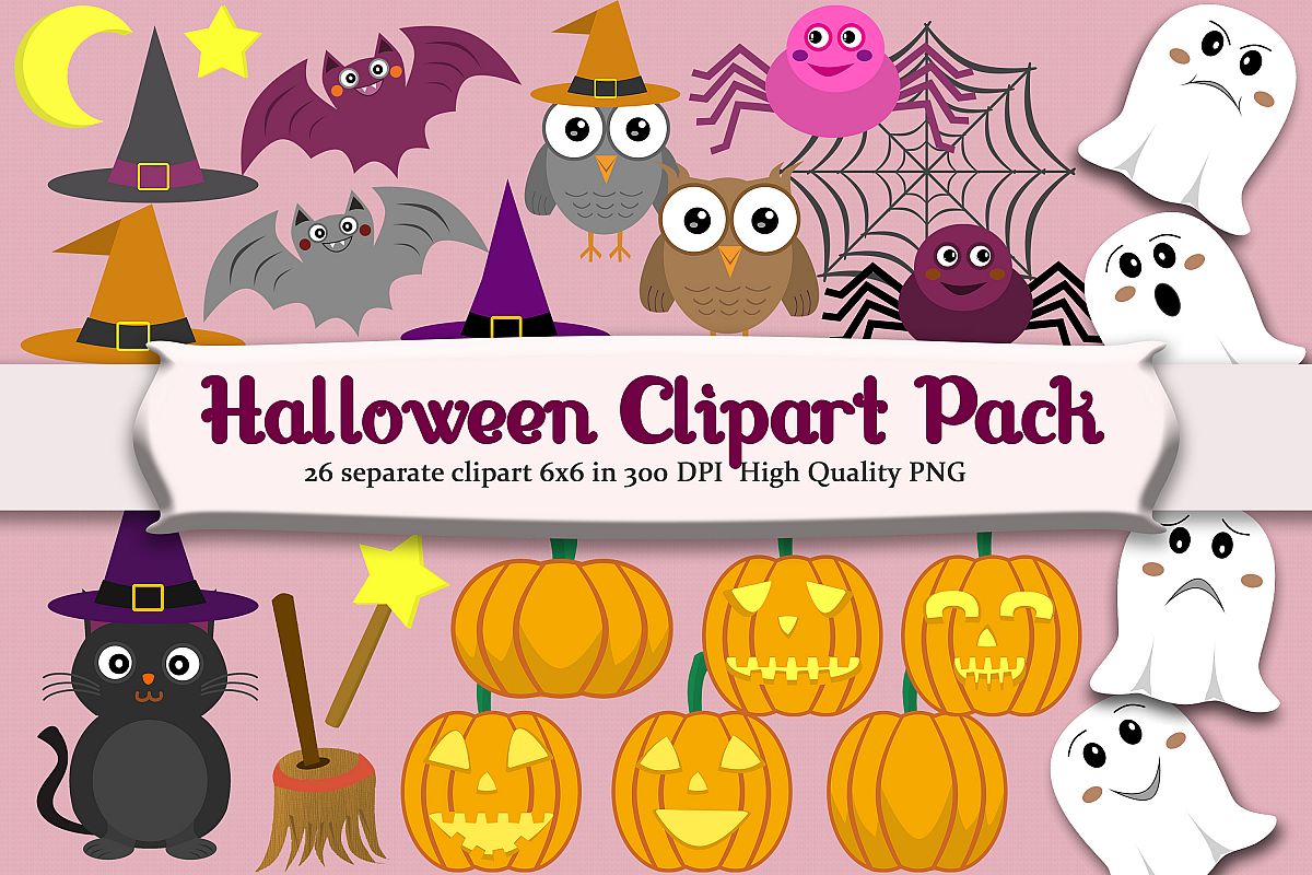 Halloween Clipart set with 26 png example image 1