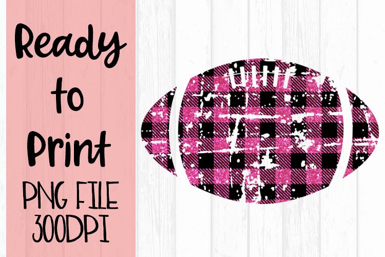 Pink Glitter Buffalo Plaid Football Ready to Print example image 1