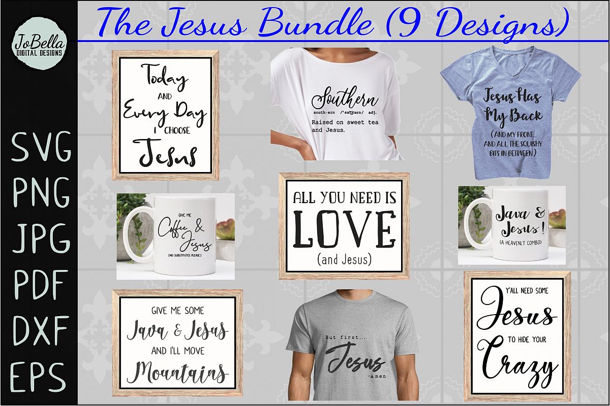 The Jesus SVG Bundle, Sublimation PNGs, and Printables example image 1