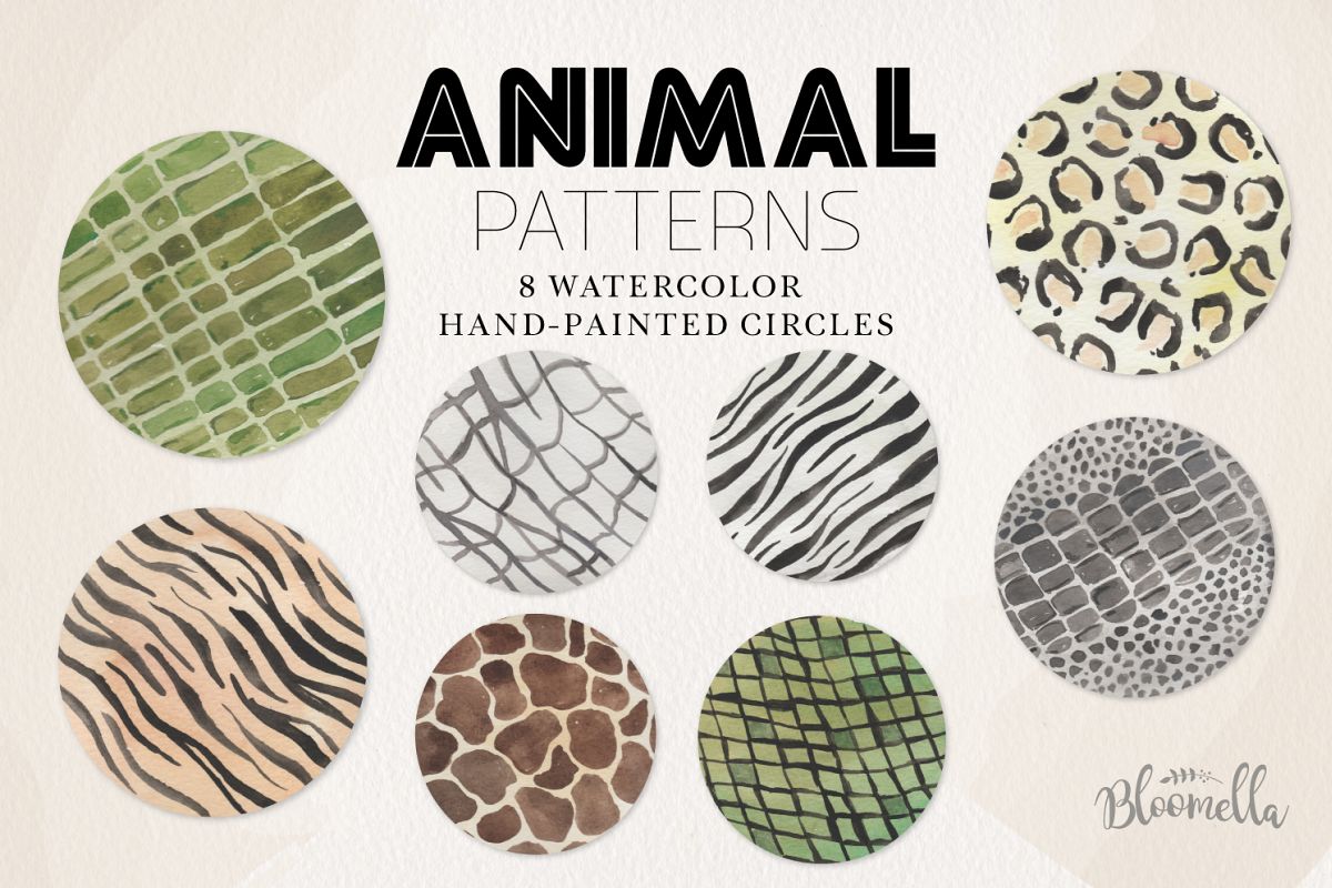 Animal Patterns - Watercolor Hand-Painted Circles example image 1