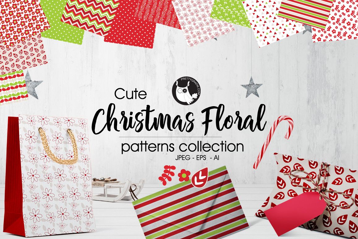 CHRISTMAS-FLORAL , digital papers example image 1
