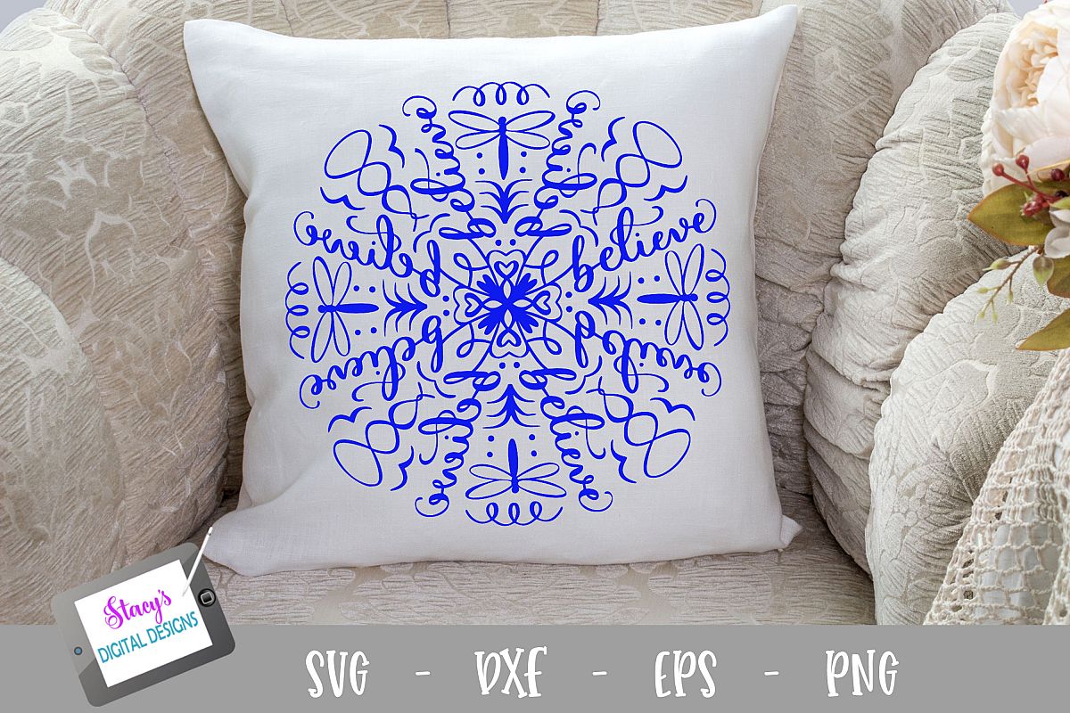 Mandala SVG - believe mandala svg example image 1