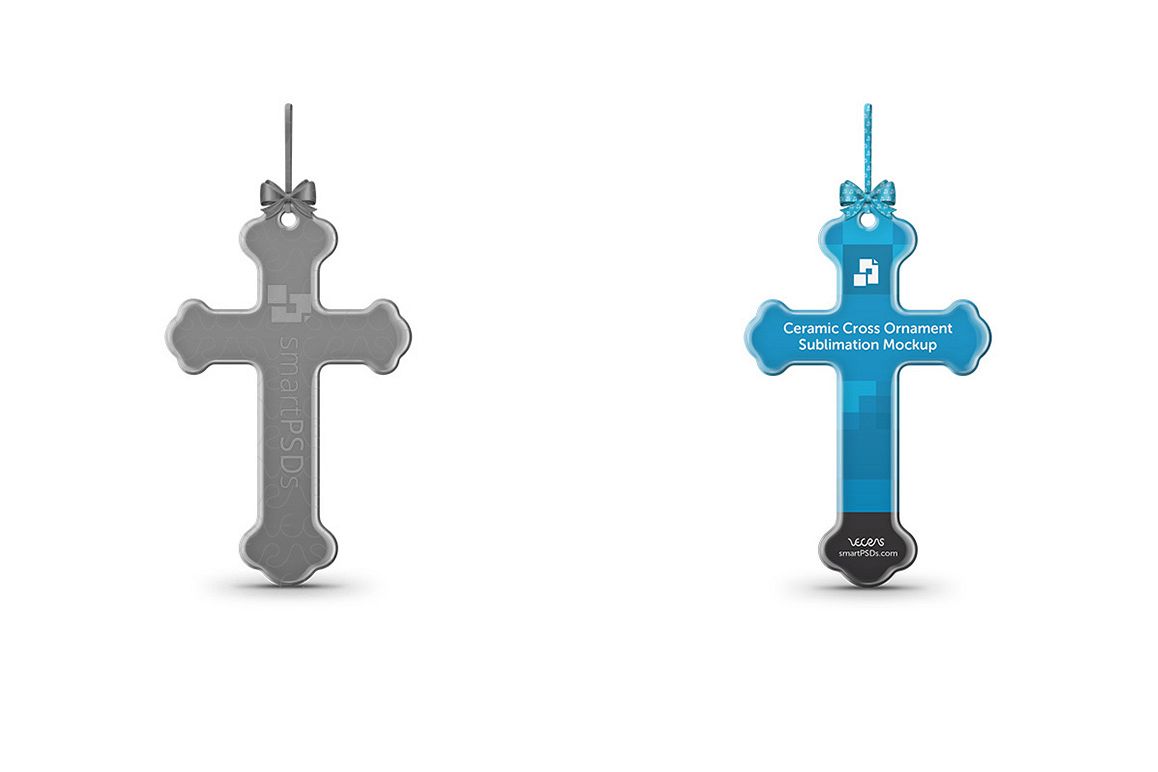 Cross Shape Ceramic Ornament Sublimation Mockup example image 1