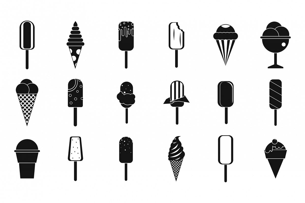 Ice cream icon set, simple style example image 1