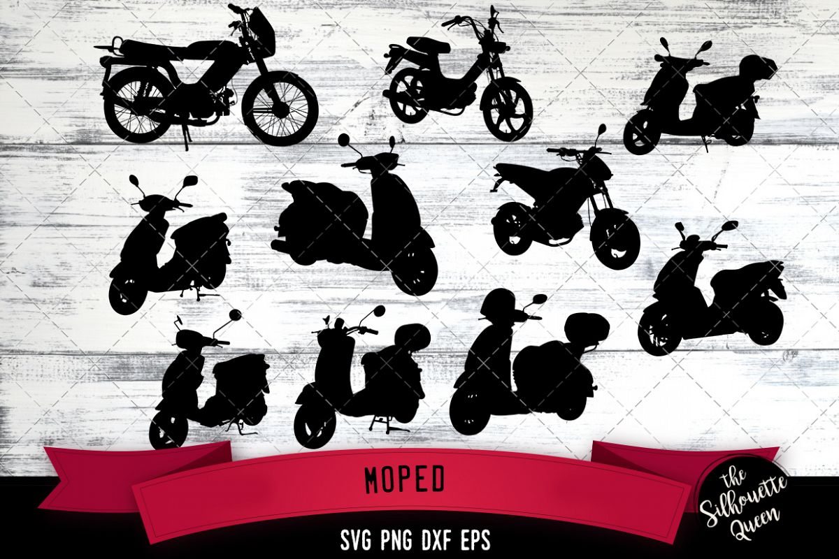 Moped svg file, scooter svg cut file, silhouette studio example image 1