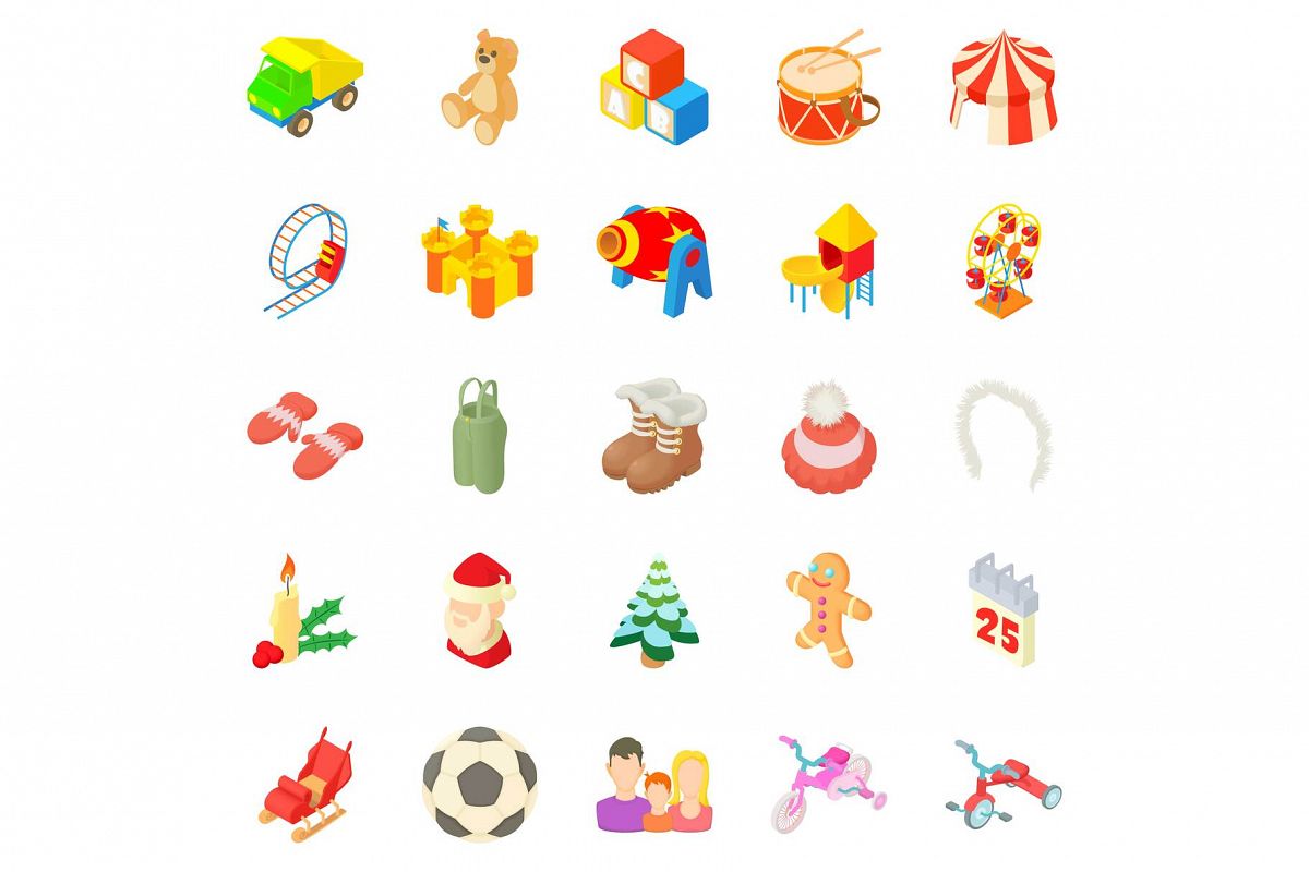Papoose icons set, cartoon style example image 1