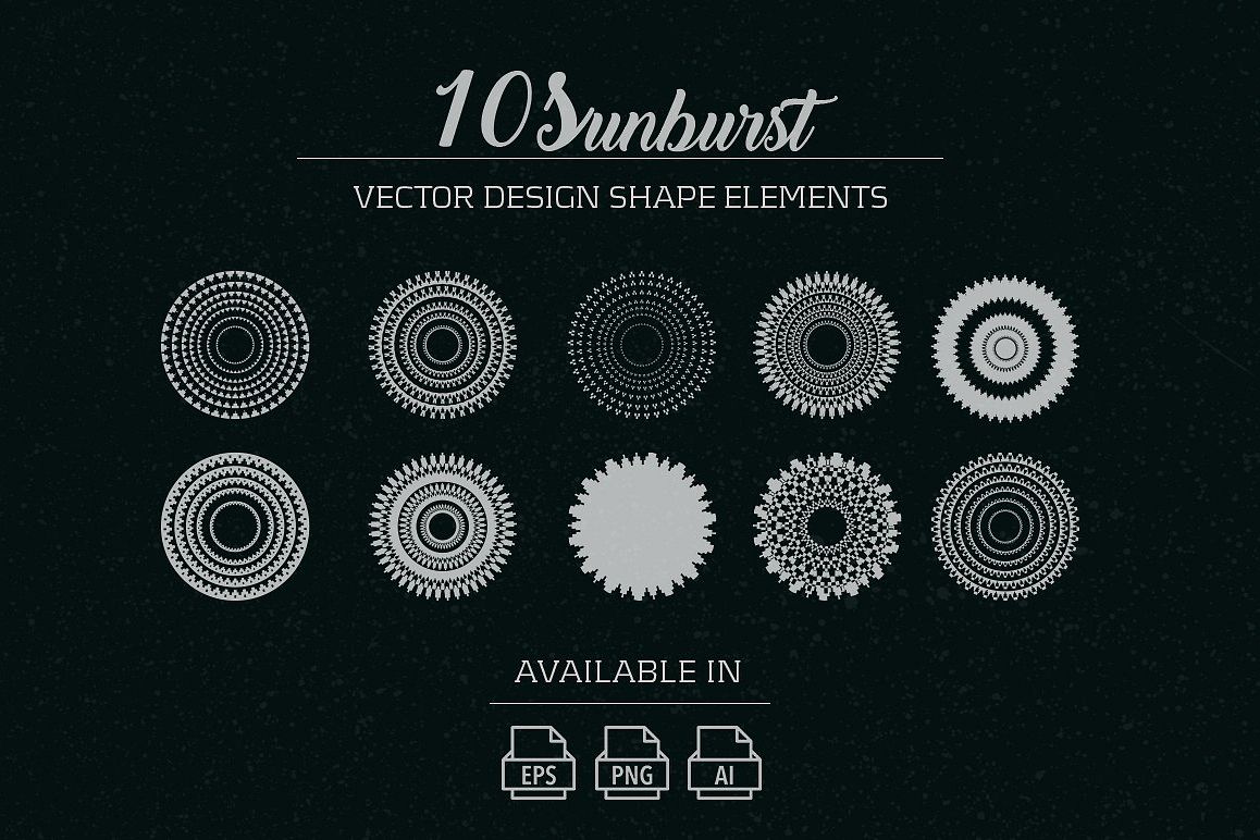 10 sunburst vector shape elements example image 1