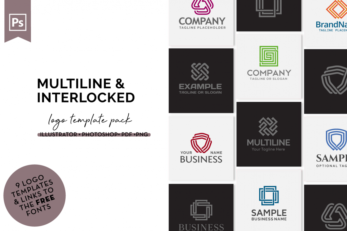 Multiline Logo Design Bundle example image 1