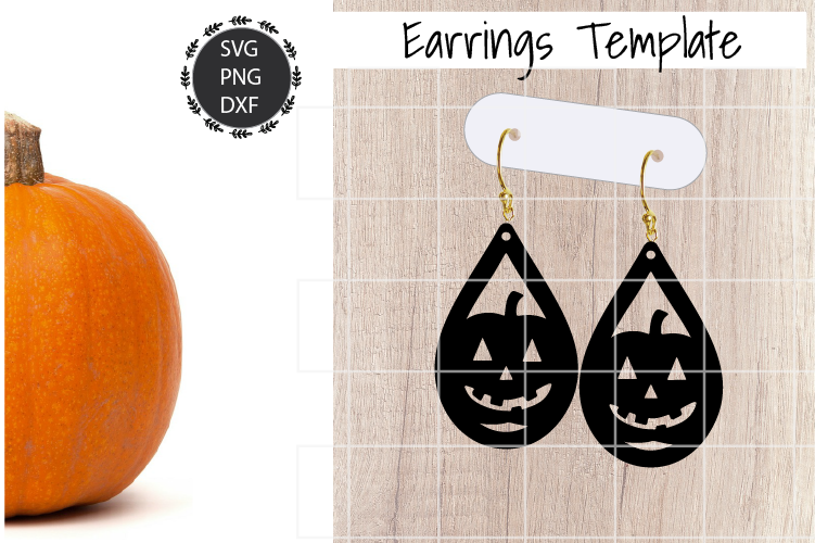 Pumpkin Earrings Svg, Earrings Svg, Halloween Earrings example image 1