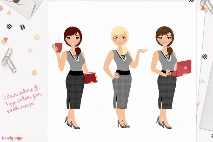 Woman business character clip art L105 Georgia example image 1