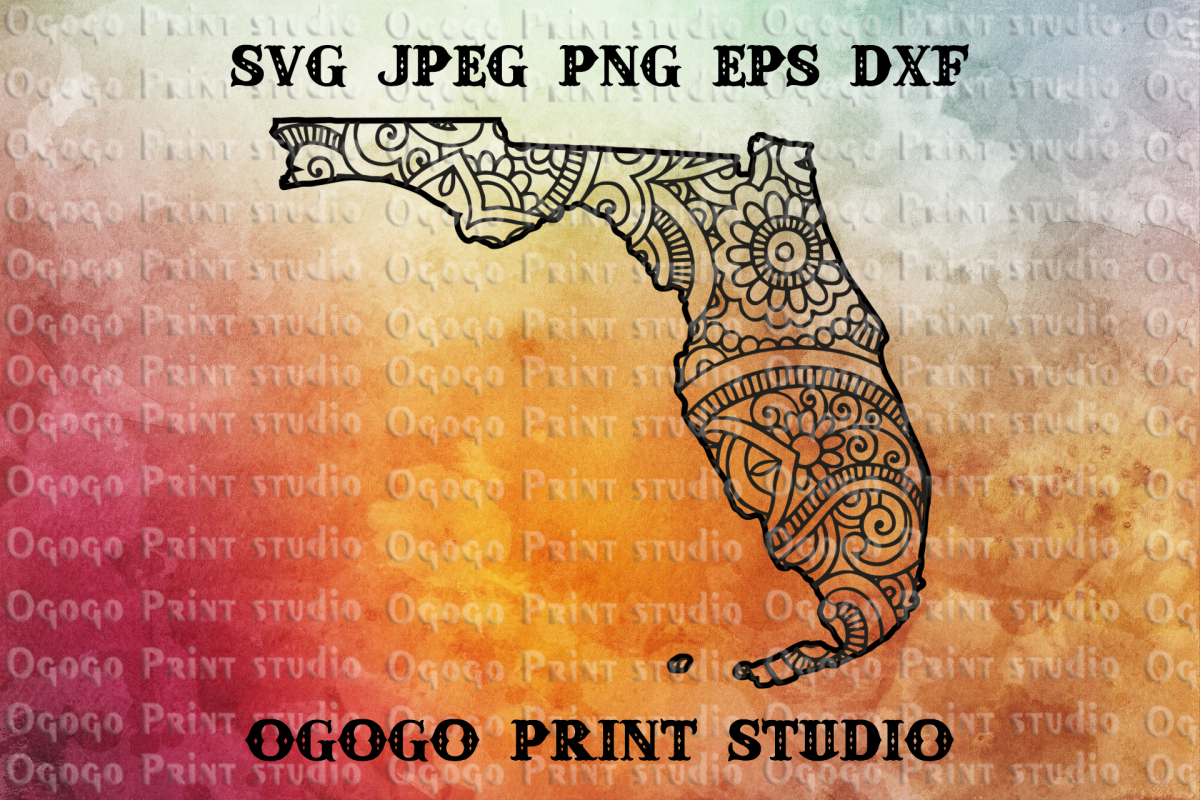 Florida Map SVG, Zentangle SVG, Travel svg, Mandala svg example image 1