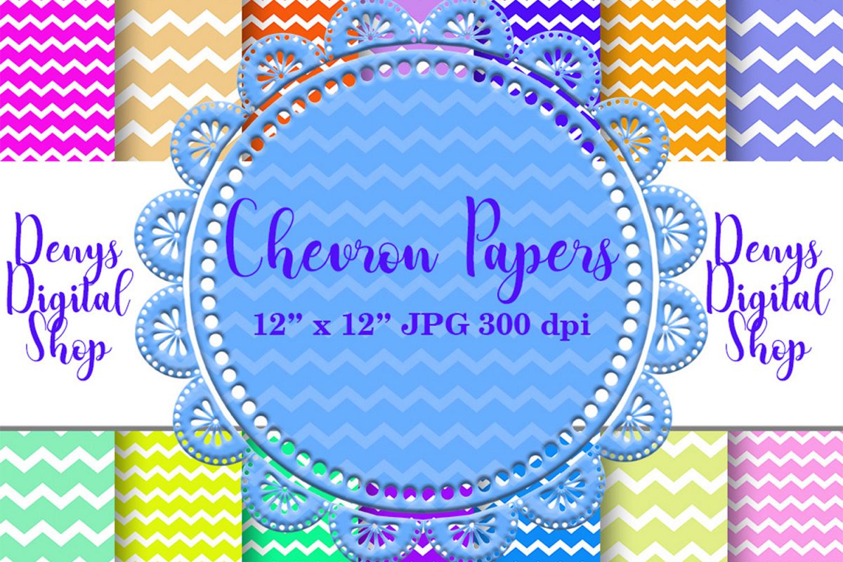 Chevron Digital Paper, Zigzag Digital Paper, Basic, SALE example image 1