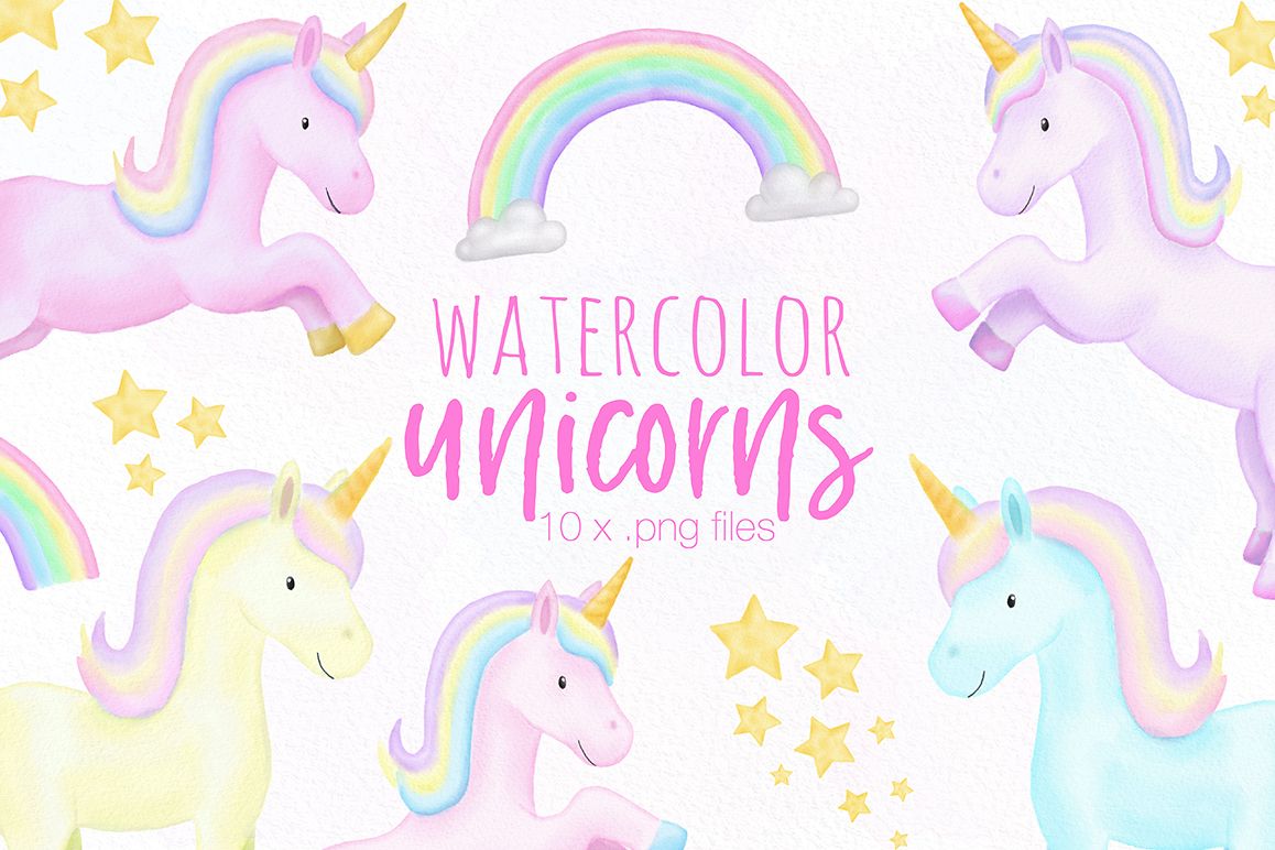 Unicorn Watercolor Illustrations example image 1
