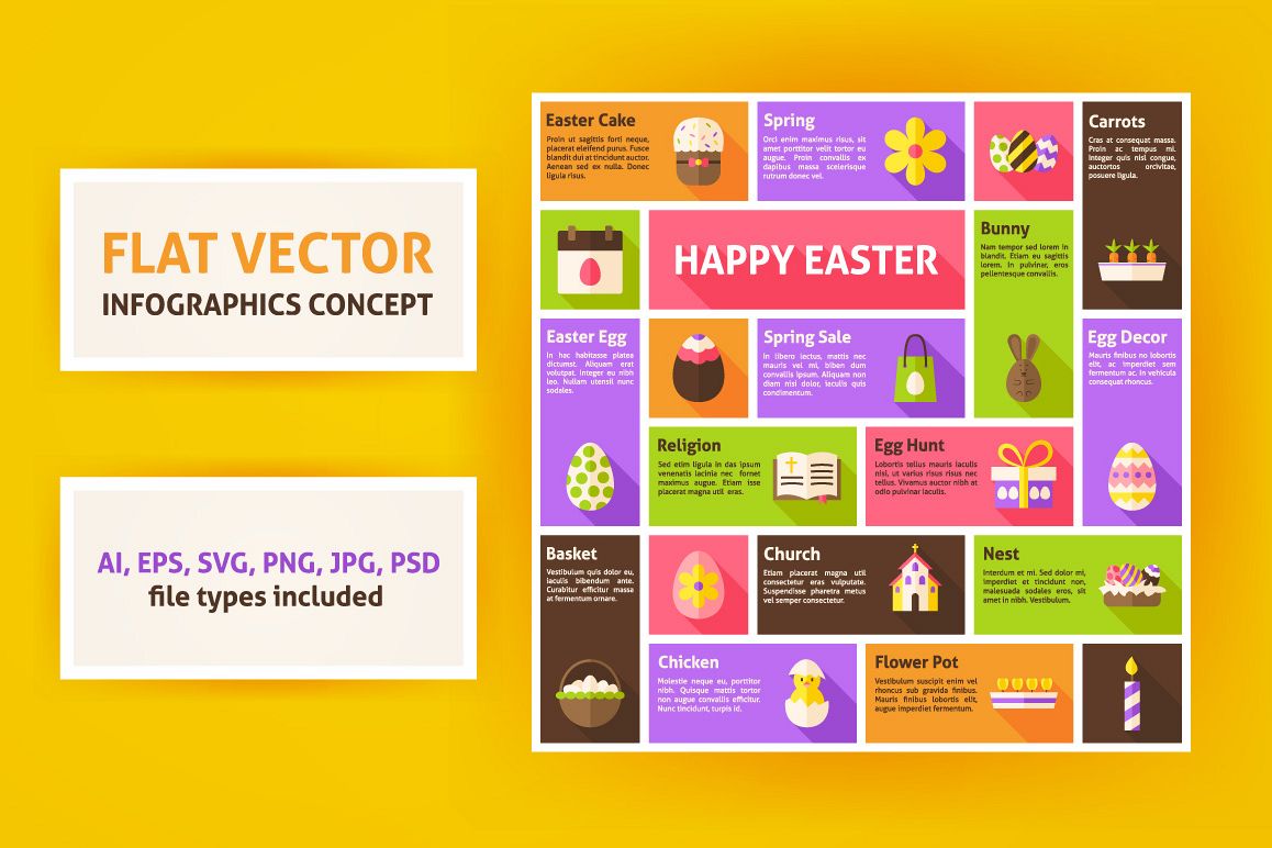 Happy Easter Flat Vector Infographic example image 1
