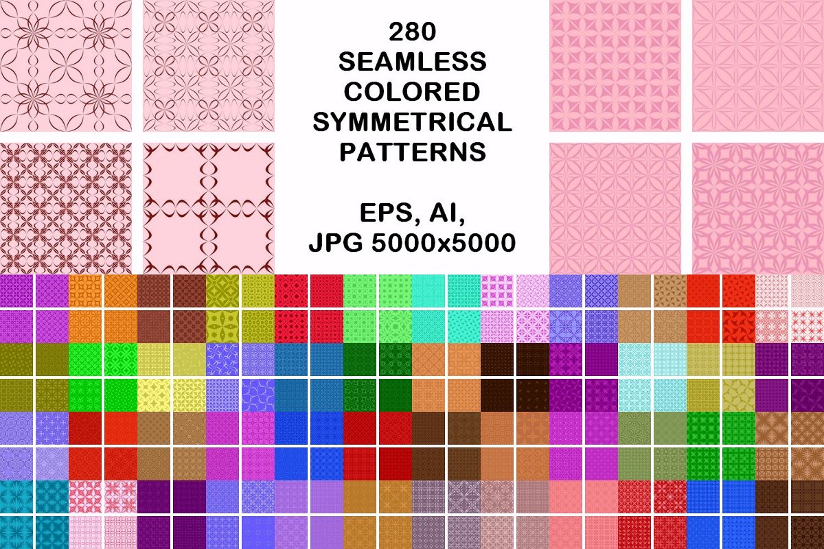 280 seamless symmetrical pattern backgrounds (AI, EPS, JPG 5000x5000) example image 1