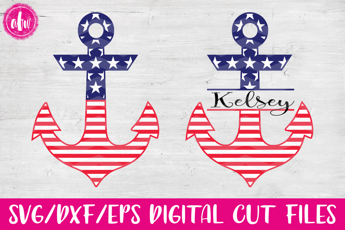 Patriotic Chevron Anchors - SVG, DXF, EPS Cut Files example image 1