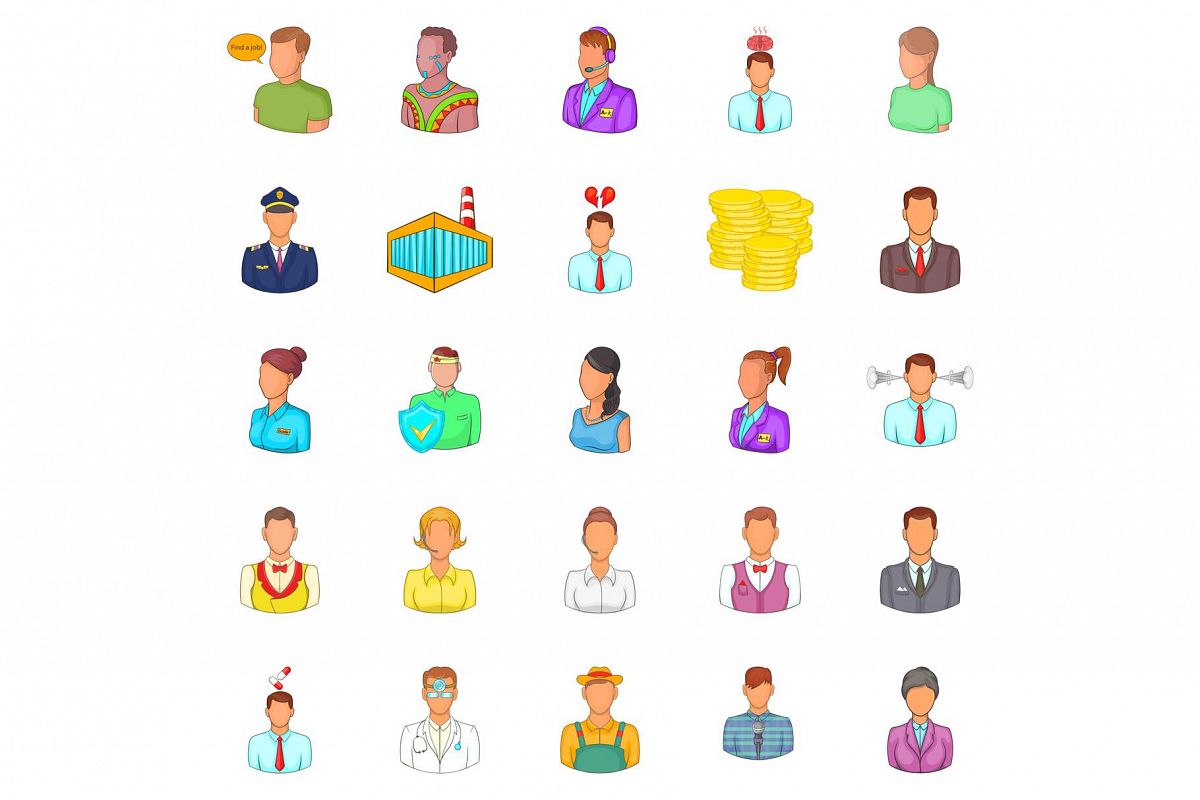 Retail icons set, cartoon style example image 1